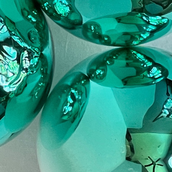 WISTERIA TWO-TONE GLASS ORNAMENTS, WHITE & TEAL (Set of 6) - Picture 8 of 14